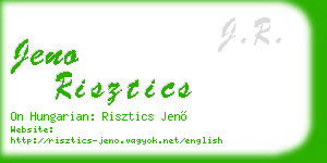 jeno risztics business card